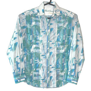 Robert Graham Limited Edition Shirt Mens L SM Pier View Teal White Button *Read